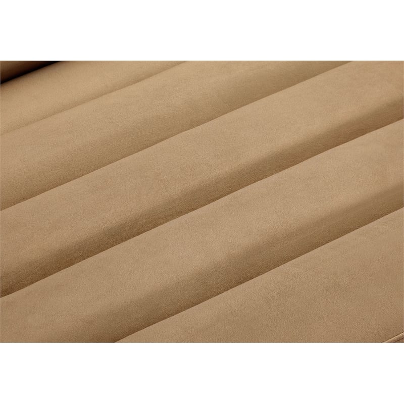 Bowery Hill Contemporary Deep Channel Tufted Soft Camel Velvet Fabric Sofa