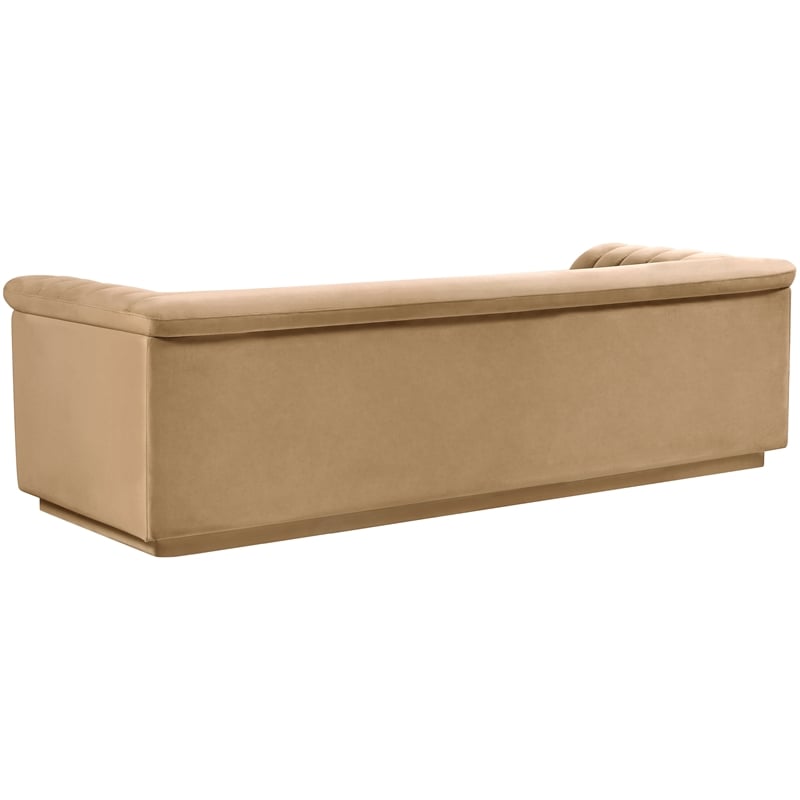Bowery Hill Contemporary Deep Channel Tufted Soft Camel Velvet Fabric Sofa