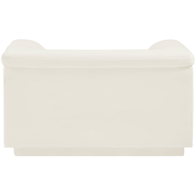 Bowery Hill Contemporary Deep Channel Tufted Soft Cream Velvet Fabric Chair