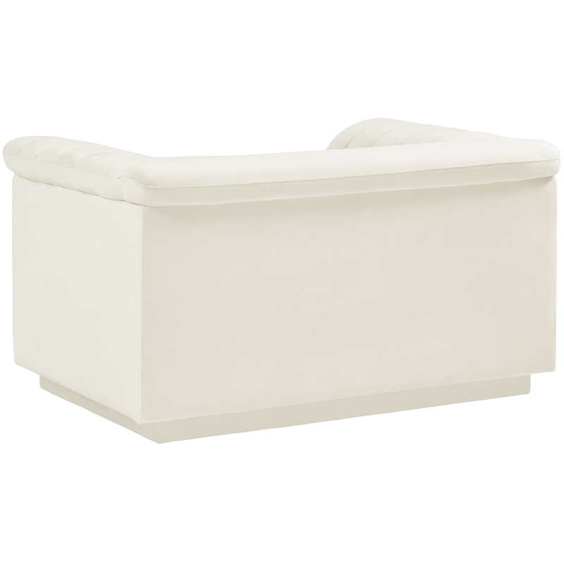 Bowery Hill Contemporary Deep Channel Tufted Soft Cream Velvet Fabric Chair