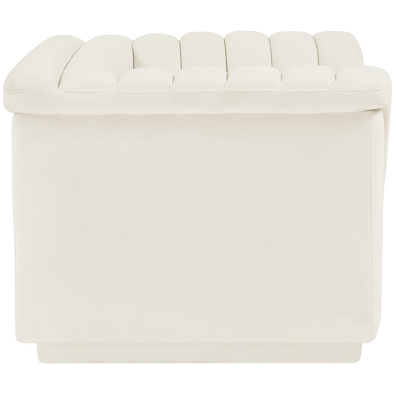 Bowery Hill Contemporary Deep Channel Tufted Soft Cream Velvet Fabric Chair