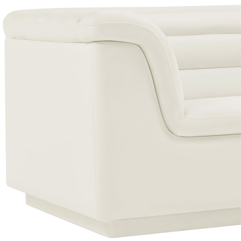 Bowery Hill Contemporary Deep Channel Tufted Soft Cream Velvet Fabric Chair