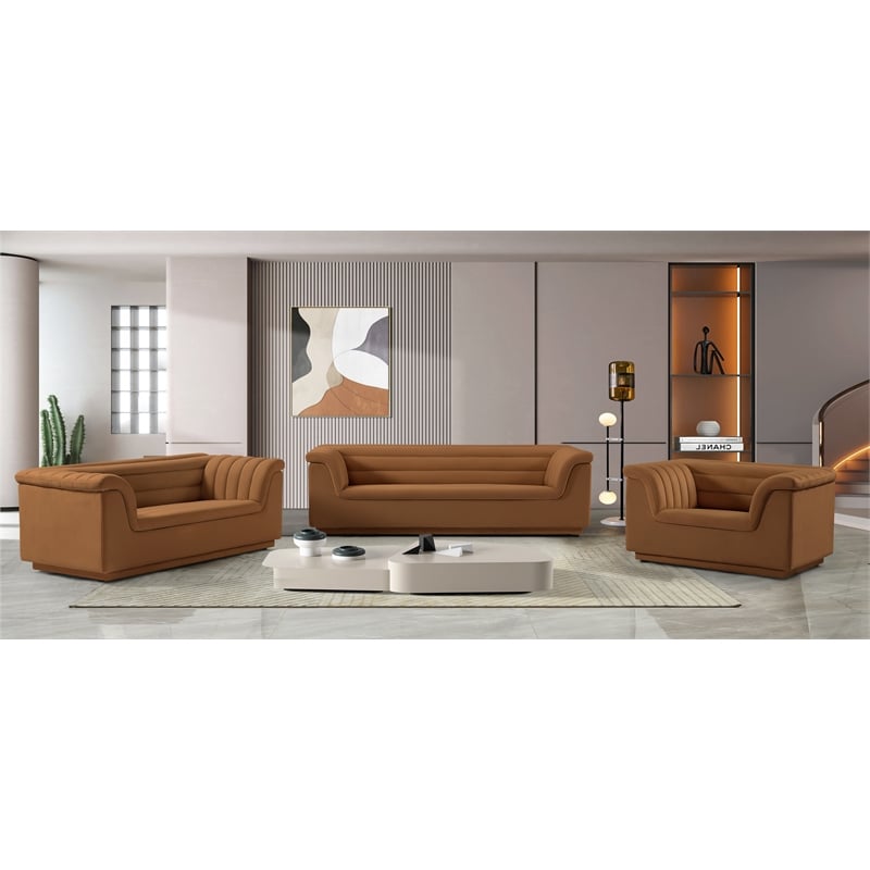 Bowery Hill Contemporary Deep Channel Tufted Soft Saddle Velvet Fabric Chair