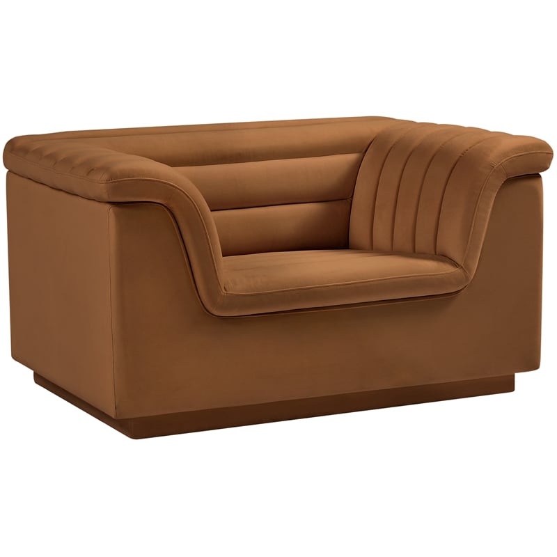 Bowery Hill Contemporary Deep Channel Tufted Soft Saddle Velvet Fabric Chair