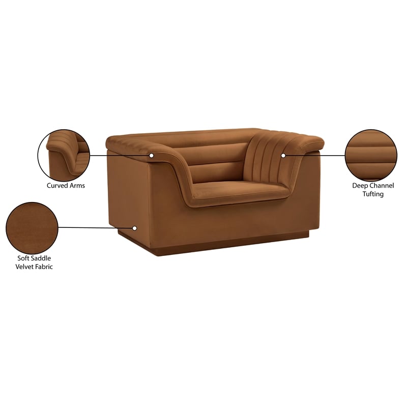 Bowery Hill Contemporary Deep Channel Tufted Soft Saddle Velvet Fabric Chair