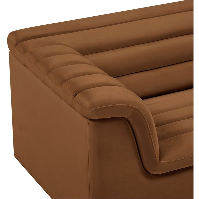 Bowery Hill Contemporary Deep Channel Tufted Soft Saddle Velvet Fabric Chair