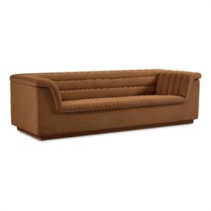 Bowery Hill Contemporary Deep Channel Tufted Soft Saddle Velvet Fabric Sofa