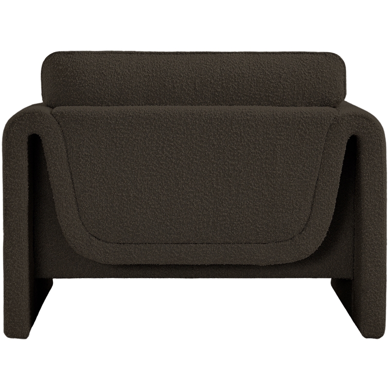 Bowery Hill Contemporary Rich Brown Boucle Fabric Chair with Curved Arms