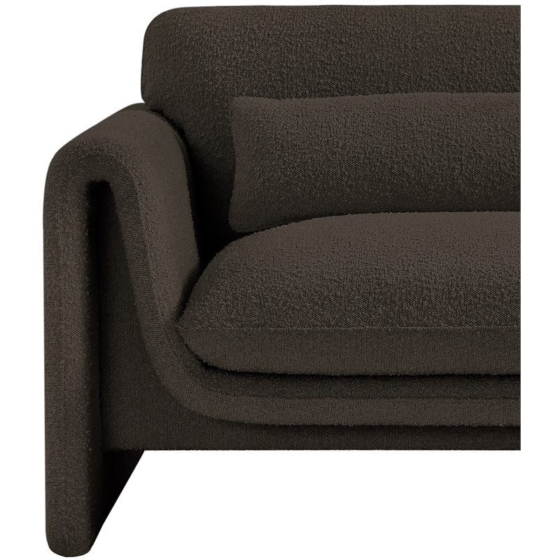 Bowery Hill Contemporary Rich Brown Boucle Fabric Chair with Curved Arms