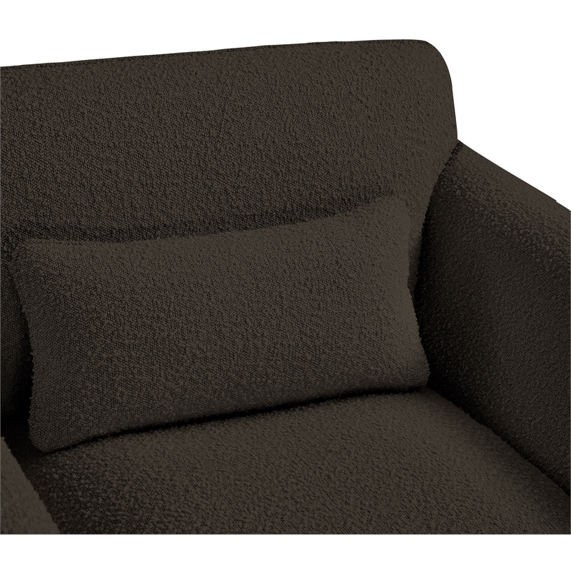 Bowery Hill Contemporary Rich Brown Boucle Fabric Chair with Curved Arms