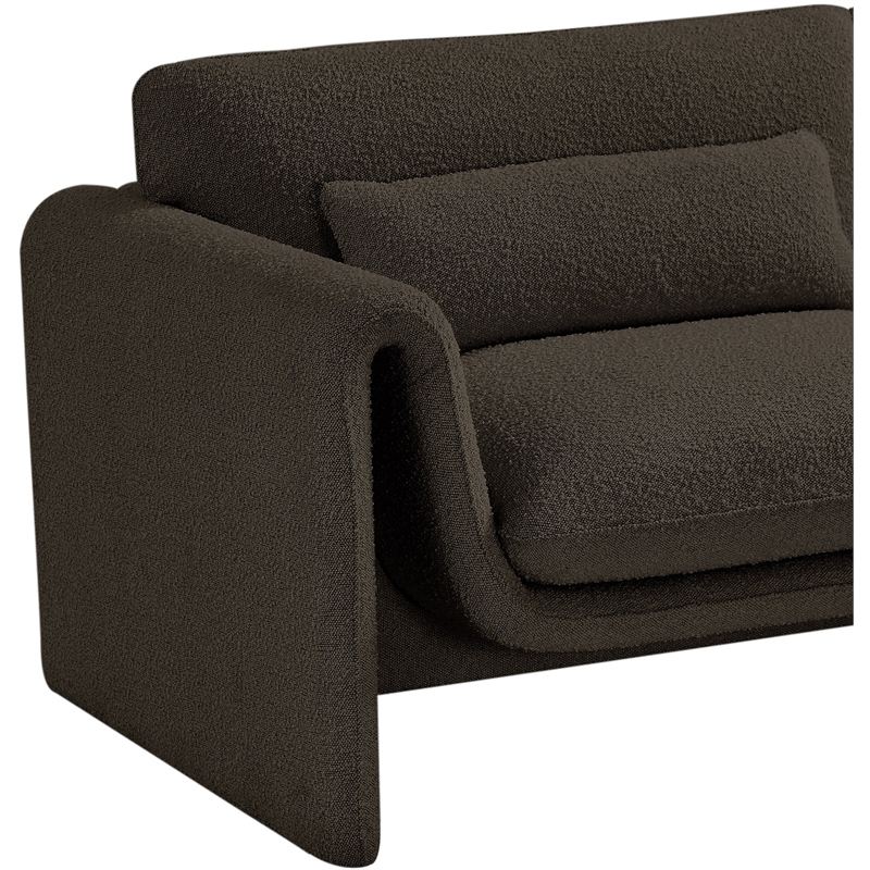 Bowery Hill Contemporary Rich Brown Boucle Fabric Chair with Curved Arms