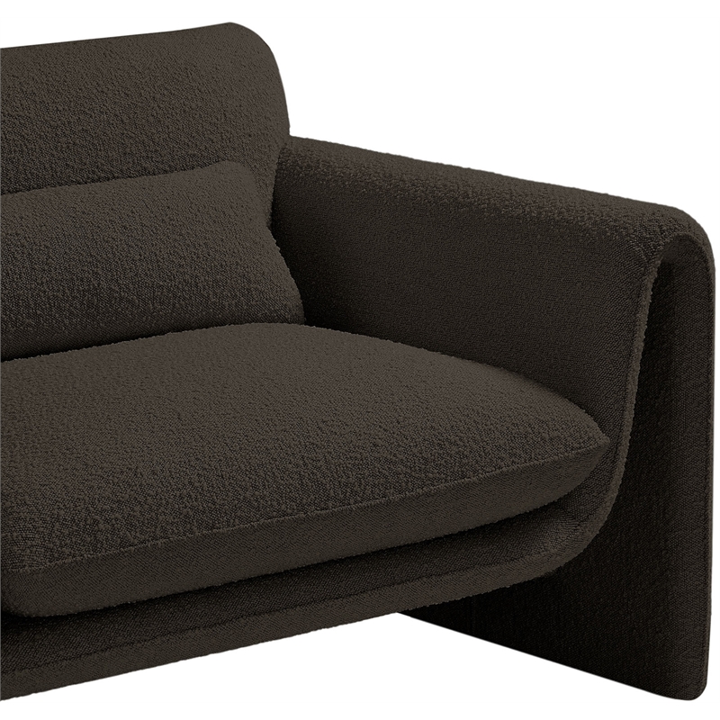 Bowery Hill Contemporary Rich Brown Boucle Fabric Chair with Curved Arms