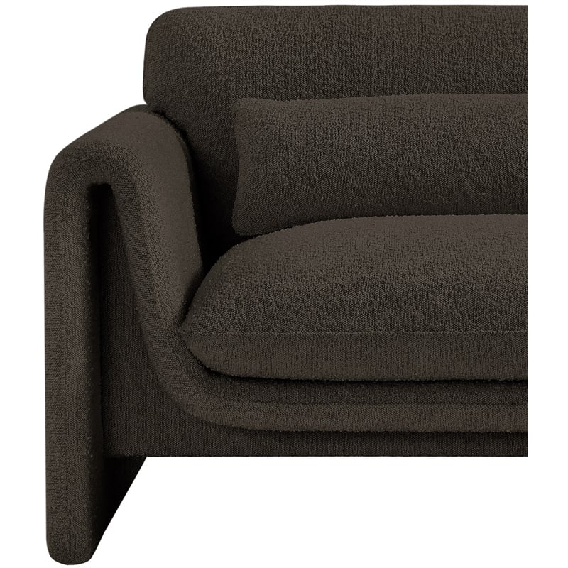 Bowery Hill Contemporary Rich Brown Boucle Fabric Chair with Curved Arms