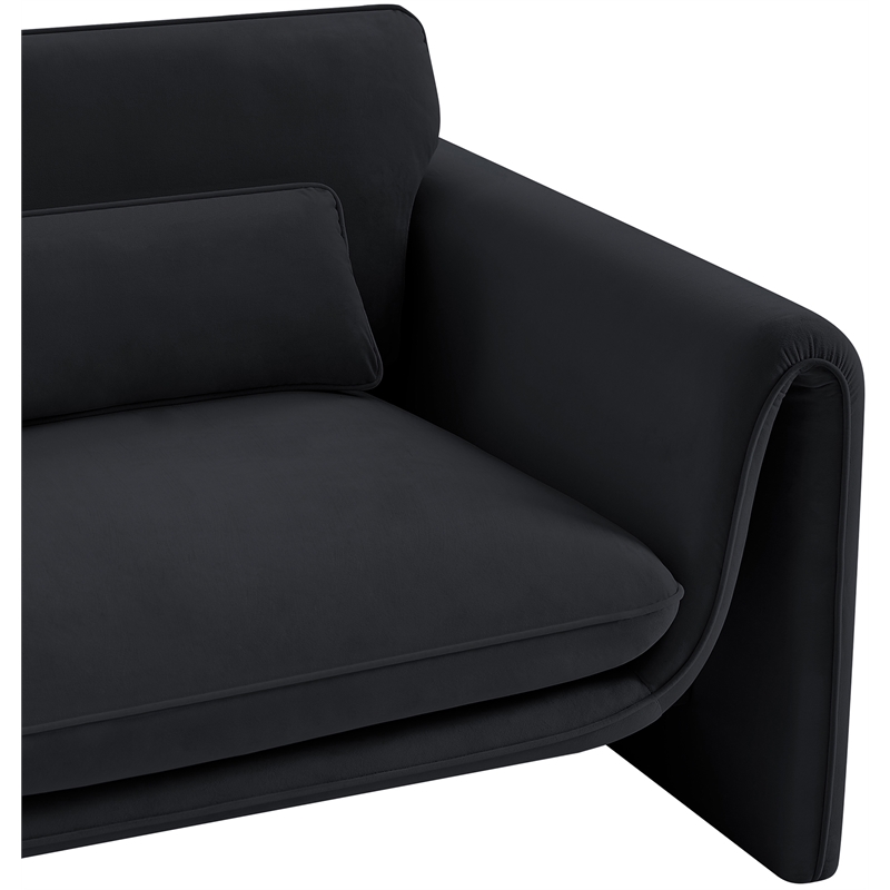 Bowery Hill Contemporary Soft Black Velvet Fabric Chair with Curved Arms