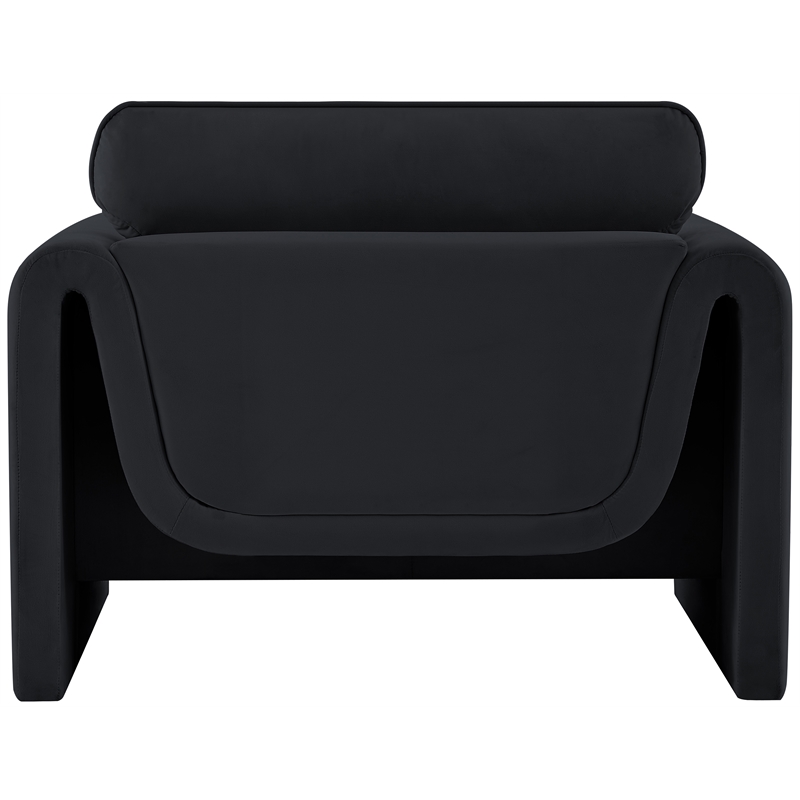 Bowery Hill Contemporary Soft Black Velvet Fabric Chair with Curved Arms