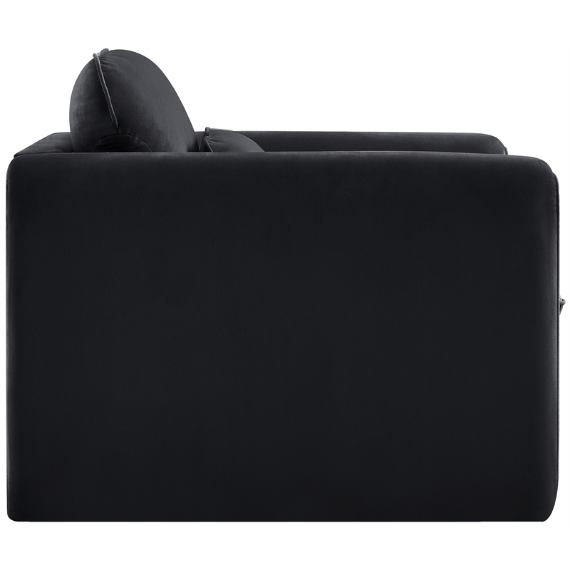 Bowery Hill Contemporary Soft Black Velvet Fabric Chair with Curved Arms
