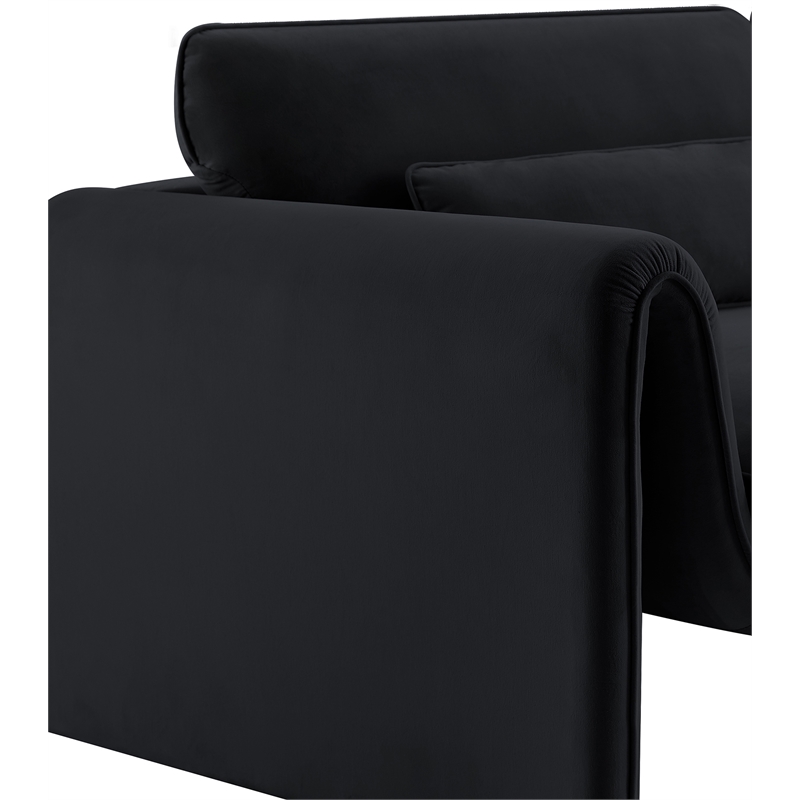 Bowery Hill Contemporary Soft Black Velvet Fabric Chair with Curved Arms