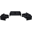 Bowery Hill Contemporary Soft Black Velvet Fabric Sofa with Curved Arms