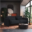 Bowery Hill Contemporary Soft Black Velvet Fabric Sofa with Curved Arms