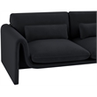Bowery Hill Contemporary Soft Black Velvet Fabric Sofa with Curved Arms