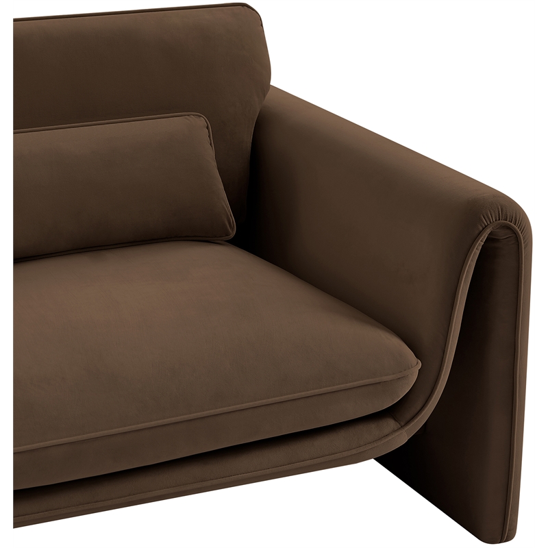 Bowery Hill Contemporary Soft Brown Velvet Fabric Chair with Curved Arms