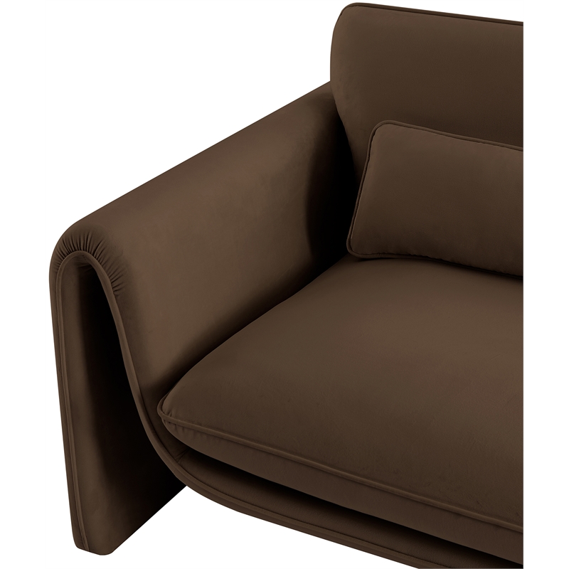 Bowery Hill Contemporary Soft Brown Velvet Fabric Chair with Curved Arms