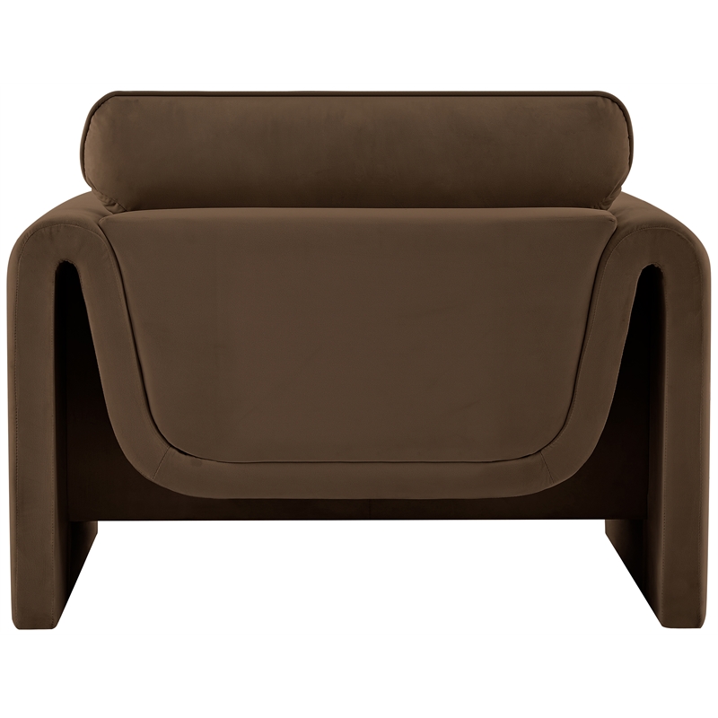 Bowery Hill Contemporary Soft Brown Velvet Fabric Chair with Curved Arms