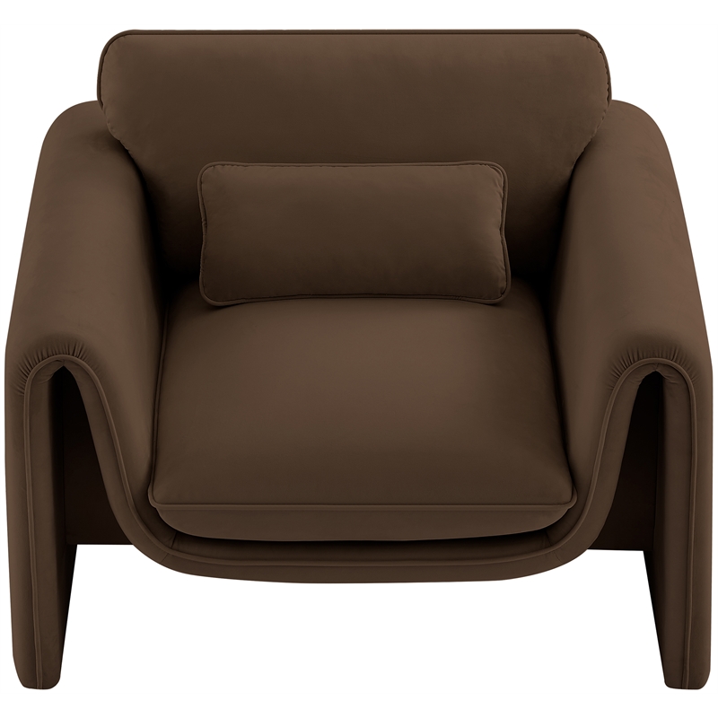 Bowery Hill Contemporary Soft Brown Velvet Fabric Chair with Curved Arms