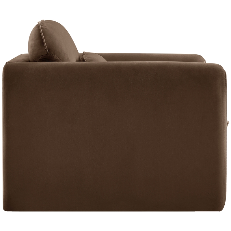 Bowery Hill Contemporary Soft Brown Velvet Fabric Chair with Curved Arms