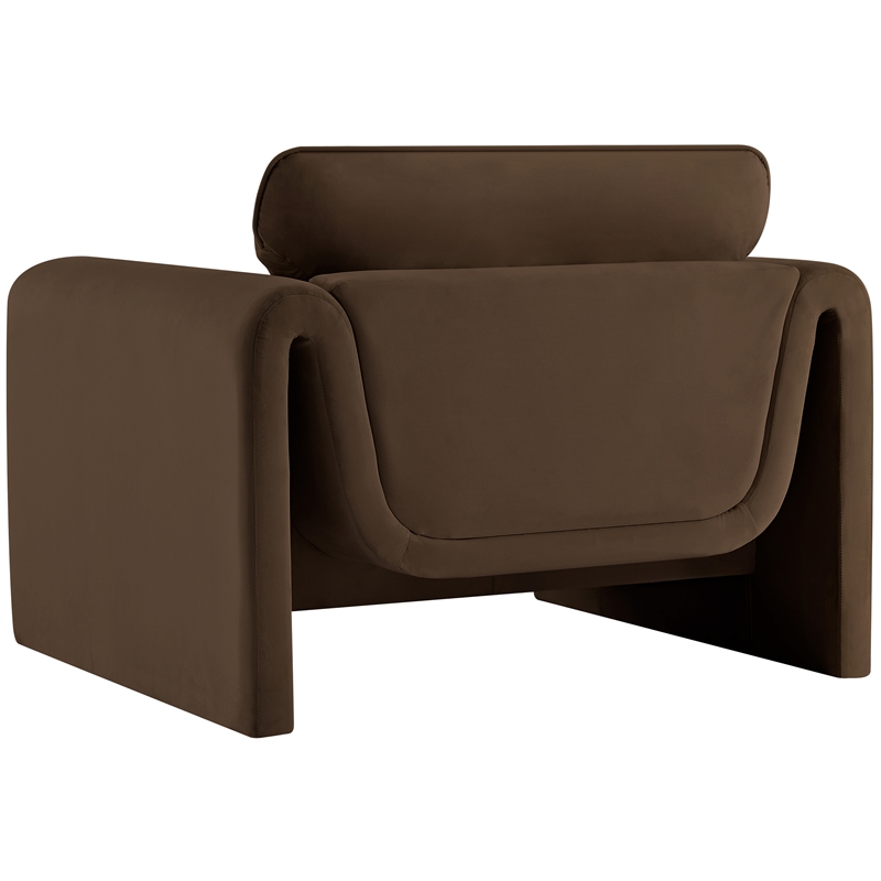 Bowery Hill Contemporary Soft Brown Velvet Fabric Chair with Curved Arms