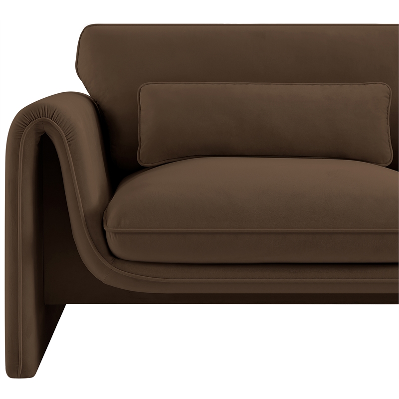 Bowery Hill Contemporary Soft Brown Velvet Fabric Chair with Curved Arms