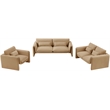 Bowery Hill Contemporary Soft Camel Velvet Fabric Chair with Curved Arms
