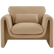 Bowery Hill Contemporary Soft Camel Velvet Fabric Chair with Curved Arms