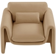 Bowery Hill Contemporary Soft Camel Velvet Fabric Chair with Curved Arms