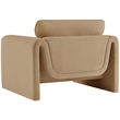 Bowery Hill Contemporary Soft Camel Velvet Fabric Chair with Curved Arms