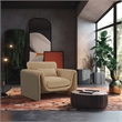 Bowery Hill Contemporary Soft Camel Velvet Fabric Chair with Curved Arms