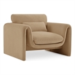 Bowery Hill Contemporary Soft Camel Velvet Fabric Chair with Curved Arms