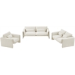 Bowery Hill Contemporary Soft Cream Velvet Fabric Chair with Curved Arms
