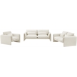 Bowery Hill Contemporary Soft Cream Velvet Fabric Chair with Curved Arms