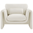 Bowery Hill Contemporary Soft Cream Velvet Fabric Chair with Curved Arms