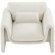 Bowery Hill Contemporary Soft Cream Velvet Fabric Chair with Curved Arms