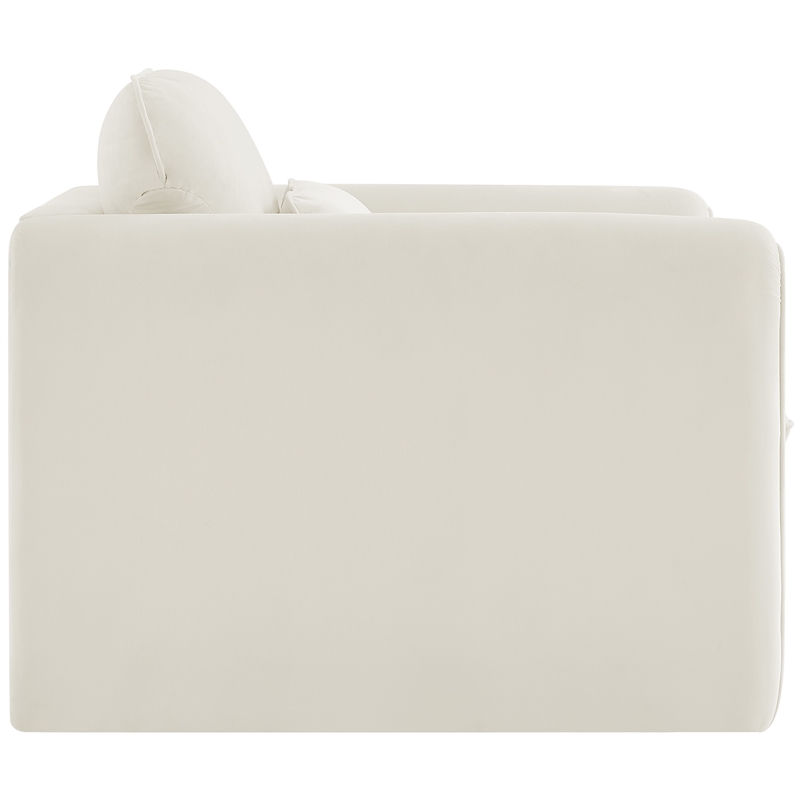 Bowery Hill Contemporary Soft Cream Velvet Fabric Chair with Curved Arms