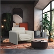 Bowery Hill Contemporary Soft Cream Velvet Fabric Chair with Curved Arms