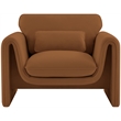 Bowery Hill Contemporary Soft Saddle Velvet Fabric Chair with Curved Arms