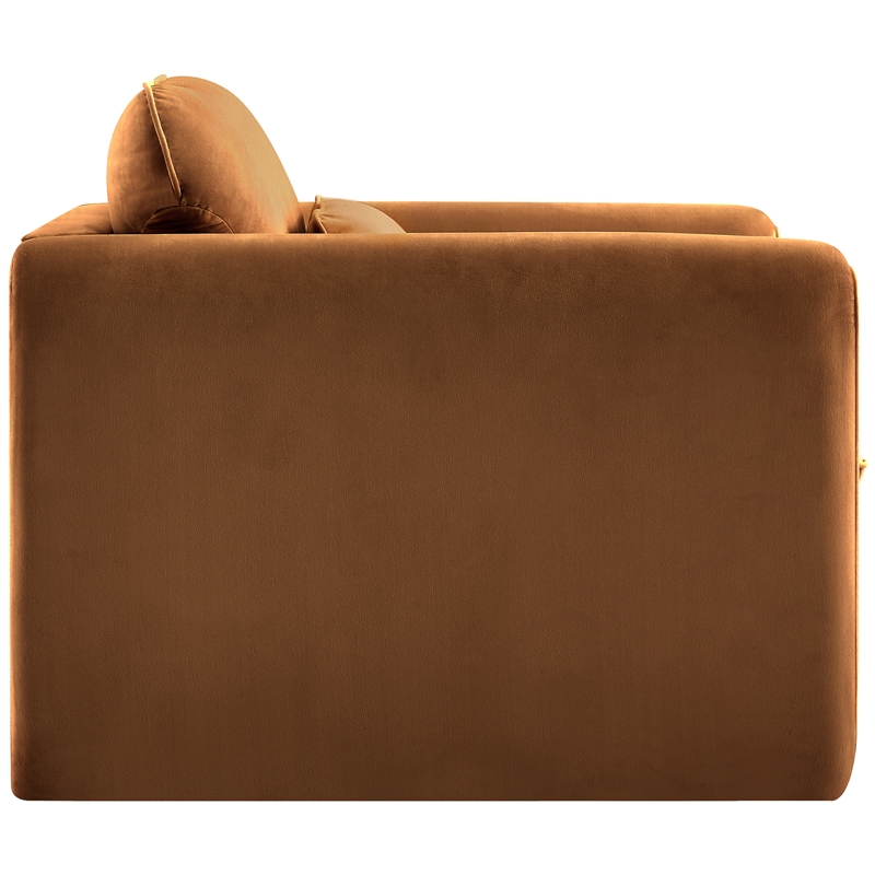 Bowery Hill Contemporary Soft Saddle Velvet Fabric Chair with Curved Arms