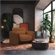 Bowery Hill Contemporary Soft Saddle Velvet Fabric Chair with Curved Arms