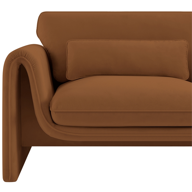 Bowery Hill Contemporary Soft Saddle Velvet Fabric Chair with Curved Arms