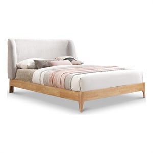 Bowery Hill Contemporary Soft Grey Fabric Full Fully Slatted Bed