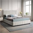 Bowery Hill Contemporary Beige Linen Textured Fabric Full Bed