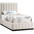 Bowery Hill Contemporary Beige Linen Textured Fabric Twin Bed
